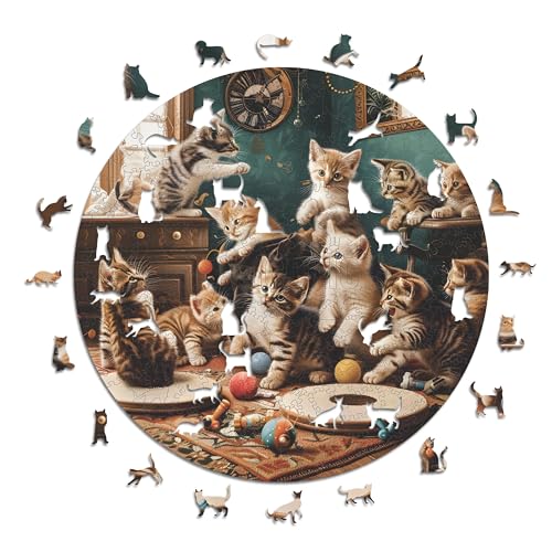 Iconic Puzzles - Playful Kittens, Fantasy Animals, 100% nachhaltiges Holzpuzzle, Geschenke für Kinder und Erwachsene, Größe L, 600 Teile von Iconic Puzzles