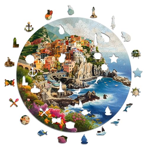 Iconic Puzzles - Portofino, Italy, 100% nachhaltiges Holzpuzzle, Geschenke für Kinder und Erwachsene, Größe L, 600 Teile von Iconic Puzzles