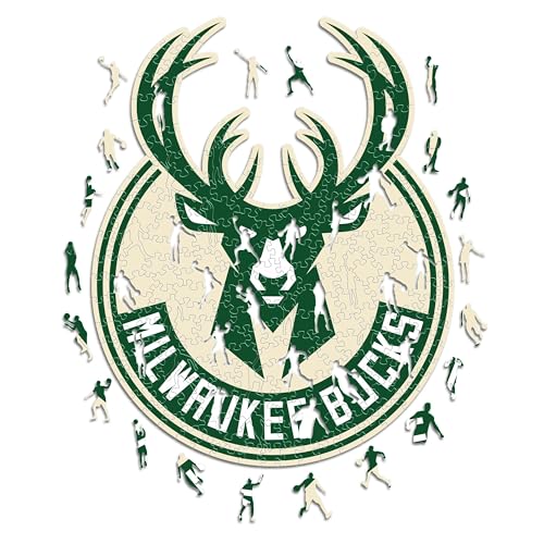 Iconic Puzzles - Milwaukee Bucks, Logo, Holzpuzzle, offiziell lizenziert von der NBA, 100% nachhaltig, Größe L, 500 Teile von Iconic Puzzles