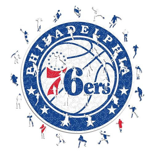 Iconic Puzzles - Philadelphia 76ers, Logo, Holzpuzzle, offiziell lizenziert von der NBA, 100% nachhaltig, Größe L, 500 Teile von Iconic Puzzles