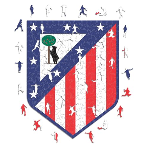 Iconic Puzzles, Atletico de Madrid Logo, 100% ökologisch nachhaltiges Holzpuzzle mit offizieller Lizenz, Größe L, 500 Teile von Iconic Puzzles