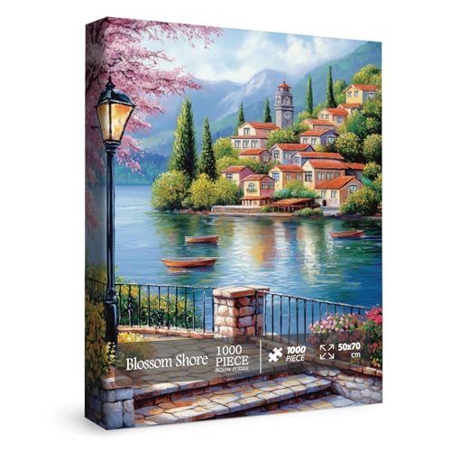 Bunte Landhaus-Puzzles für Erwachsene, 1000 Teile, schöne Naturkunst, Blume, Pflanze, Landschaft, Puzzle, Frühlingsszenische Blumenmalerei, hübsches Bergpuzzle von IdeaBazar