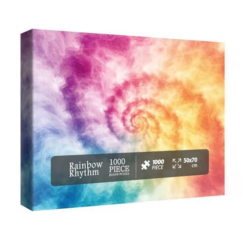 Bunte Regenbogen-Farbverlaufspuzzles für Erwachsene, 1000 Teile, unmöglicher Spaß, Vortex-Kunst-Puzzle, herausfordernd, schön, verrückt, schwierig, Fantasie-Puzzle von IdeaBazar