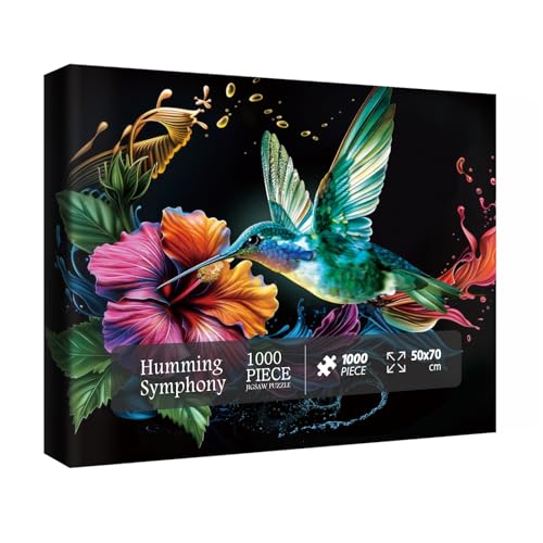 Bunte Vogel-Blumen-Puzzles für Erwachsene, 1000 Teile, Natur, schöne Kolibri-Pflanzenkunst-Puzzle, hübsches florales Wildtier-Puzzle, herausforderndes Puzzle von IdeaBazar