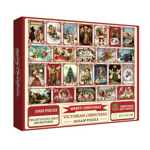 Christmas Victorian Vintage Puzzle for Adults 1000 Pieces Christmas Collage Jigsaw Puzzle, Winter Holiday Santa Claus Puzzles von IdeaBazar