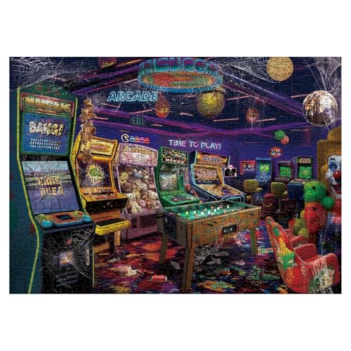 Halloween Verlassenes Spielzimmer für Erwachsene 1000 Teile Horror Vintage Vergessene Arcade Art Jigsaw Puzzles Crazy Fantasy Retro Clown Puzzle von IdeaBazar