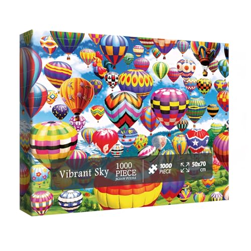 Lustige Heißluftballon-Puzzles für Erwachsene, 1000 Teile, buntes Himmel-Art-Puzzle, schöne Landschaft, hübsches Szenen-Fantasie-Puzzle von IdeaBazar