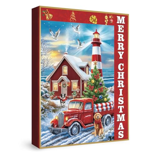 Lustiges Weihnachtspuzzle mit Leuchtturm für Erwachsene, 1000 Teile, buntes Winterurlaub, Tierlandschaft, Puzzle, schöne Weihnachtsferien, Baum, Hund, Nussknacker-Puzzle von IdeaBazar