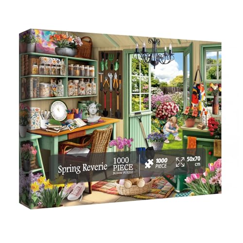 Schöne Frühlingsgarten-Puzzles für Erwachsene, 1000 Teile, Natur, bunte Blumen, Pflanzen, Kunst, Haus, Puzzle, hübsche Rose, Blumen, Gänseblümchen, Hüttenpuzzle von IdeaBazar