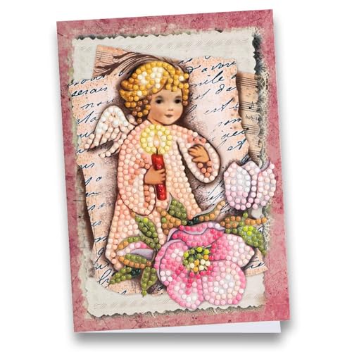 Ideen mit Herz Diamond-Painting-Grußkarte | Din B6 (11,5 x 16,5 cm) | 370 g/m² | inkl. Umschlag & Werkzeug (Engel mit Christrose) von Ideen mit Herz