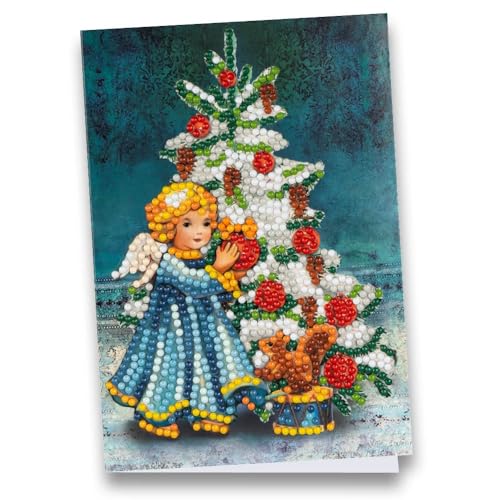 Ideen mit Herz Diamond-Painting-Grußkarte | Din B6 (11,5 x 16,5 cm) | 370 g/m² | inkl. Umschlag & Werkzeug (Engel mit Weihnachtsbaum) von Ideen mit Herz