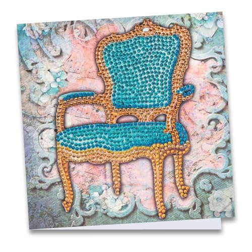 Ideen mit Herz Diamond-Painting-Grußkarte | Strass-Edition | 16 x 16 cm | 370 g/m² | inkl. Steine, Umschlag & Werkzeug (Barock-Sessel) von Ideen mit Herz