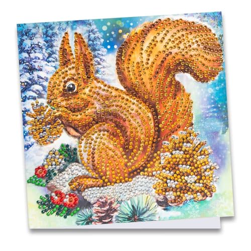 Ideen mit Herz Diamond-Painting-Grußkarte | Strass-Edition | 16 x 16 cm | 370 g/m² | inkl. Steine, Umschlag & Werkzeug (Eichhörnchen) von Ideen mit Herz