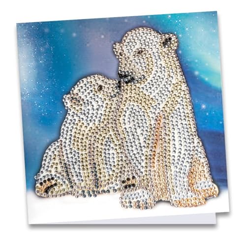 Ideen mit Herz Diamond-Painting-Grußkarte | Strass-Edition | 16 x 16 cm | 370 g/m² | inkl. Steine, Umschlag & Werkzeug (Eisbären 01) von Ideen mit Herz