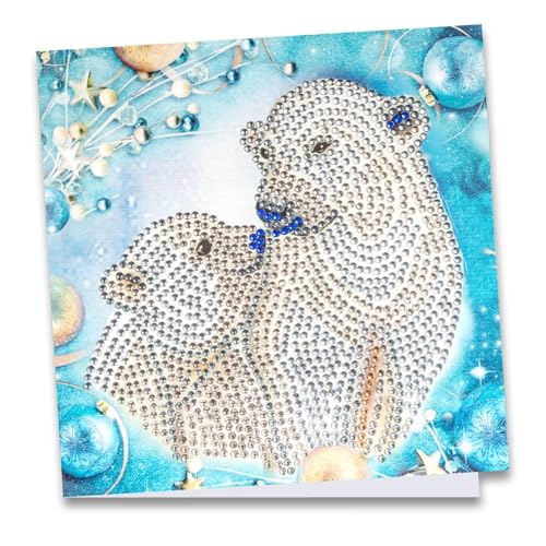 Ideen mit Herz Diamond-Painting-Grußkarte | Strass-Edition | 16 x 16 cm | 370 g/m² | inkl. Steine, Umschlag & Werkzeug (Eisbären 02) von Ideen mit Herz