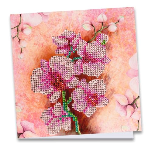 Ideen mit Herz Diamond-Painting-Grußkarte | Strass-Edition | 16 x 16 cm | 370 g/m² | inkl. Steine, Umschlag & Werkzeug (Orchidee) von Ideen mit Herz