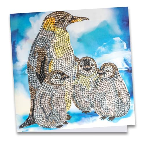 Ideen mit Herz Diamond-Painting-Grußkarte | Strass-Edition | 16 x 16 cm | 370 g/m² | inkl. Steine, Umschlag & Werkzeug (Pinguinfamilie) von Ideen mit Herz