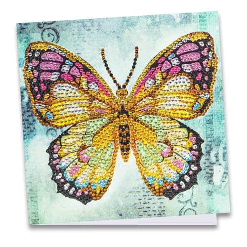 Ideen mit Herz Diamond-Painting-Grußkarte | Strass-Edition | 16 x 16 cm | 370 g/m² | inkl. Steine, Umschlag & Werkzeug (Schmetterling) von Ideen mit Herz