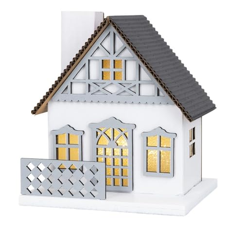 Ideen mit Herz LED-Haus mit Licht-Effekt-Folie | Miniatur-Häuschen | Stimmungslicht | batteriebetrieben | 9,5 cm x 8,2 cm x 11 cm von Ideen mit Herz