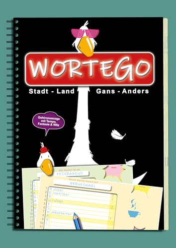 WORTEGO. Stadt-Land-Fluss mal „Gans“ Anders. Das ideale Spiel für „um-die-Ecke-Denker“. Rasant. Aufregend. Humorvoll. Im handlichen College-Block-Format von Ideenflieger