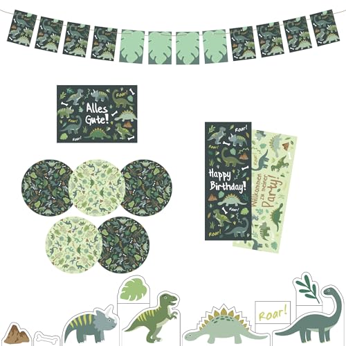 Dinosaurier Kindergeburtstag Dekobox - Geburtstagsdeko Set für Jungen - Geburtstag Dekoration für Kinder Partys - Tischdeko mit Snackuntersetzer, Poster, Girlande uvm. - Party birthday decoration Dinosaurier Kindergeburtstag Dekobox - Geburtstagsdeko Set für Jungen - Geburtstag Dekoration für Kinder Partys - Tischdeko mit Snackuntersetzer, Poster, Girlande uvm. - Party birthday decoration von Ideenverlag HAMBURG