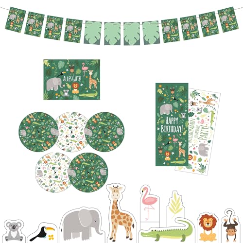 "Dschungel / Zoo" Kindergeburtstag Deko Box - Geburtstagsdeko Set für Jungen & Mädchen - Geburtstag Dekoration für Kinder - Tischdeko mit Snackuntersätzern, Poster, Girlande uvm. - Party birthday "Dschungel / Zoo" Kindergeburtstag Deko Box - Geburtstagsdeko Set für Jungen & Mädchen - Geburtstag Dekoration für Kinder - Tischdeko mit Snackuntersätzern, Poster, Girlande uvm. - Party birthday von Ideenverlag HAMBURG