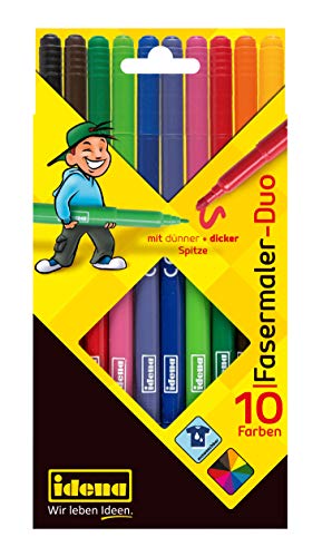 Idena 10040 - Fasermaler Duo, 10 Stück im Kartonetui, mit dünner und dicker Spitze, farbintensiv, auswaschbar, zum Malen und Zeichnen im Kindergarten, der Schule und in der Freizeit Idena 10040 - Fasermaler Duo, 10 Stück im Kartonetui, mit dünner und dicker Spitze, farbintensiv, auswaschbar, zum Malen und Zeichnen im Kindergarten, der Schule und in der Freizeit von Idena