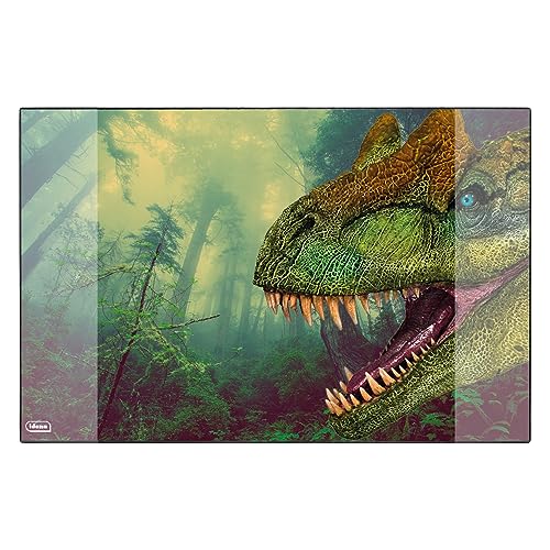 Idena 10452 - Schreibtischunterlage mit zwei Einstecktaschen, Dinosaurier, ca. 58,5 x 38,5 cm groß, praktisches Zubehör für Kinder-, Jugend- und Arbeitszimmer von Idena