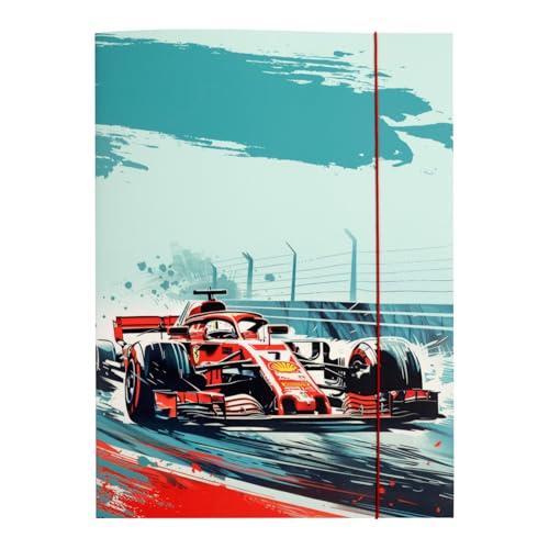 Idena - Sammelmappe A3 mit Rennauto-Motiv, Dokumentenmappe aus robuster Pappe, Postmappe mit Innenklappen und Gummizugverschluss Idena - Sammelmappe A3 mit Rennauto-Motiv, Dokumentenmappe aus robuster Pappe, Postmappe mit Innenklappen und Gummizugverschluss von Idena