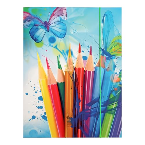 Idena - Sammelmappe A3 mit Schmetterling-Motiv, Dokumentenmappe aus robuster Pappe, Postmappe mit Innenklappen und Gummizugverschluss Idena - Sammelmappe A3 mit Schmetterling-Motiv, Dokumentenmappe aus robuster Pappe, Postmappe mit Innenklappen und Gummizugverschluss von Idena