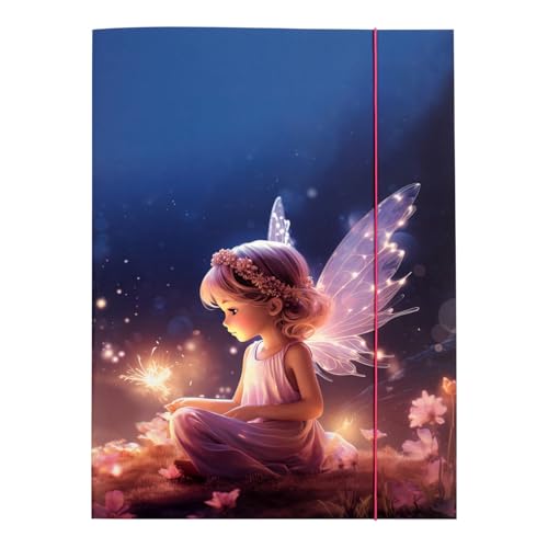 Idena - Sammelmappe A3 mit Feen-Motiv, Dokumentenmappe aus robuster Pappe, Postmappe mit Innenklappen und Gummizugverschluss, Fee Idena - Sammelmappe A3 mit Feen-Motiv, Dokumentenmappe aus robuster Pappe, Postmappe mit Innenklappen und Gummizugverschluss, Fee von Idena