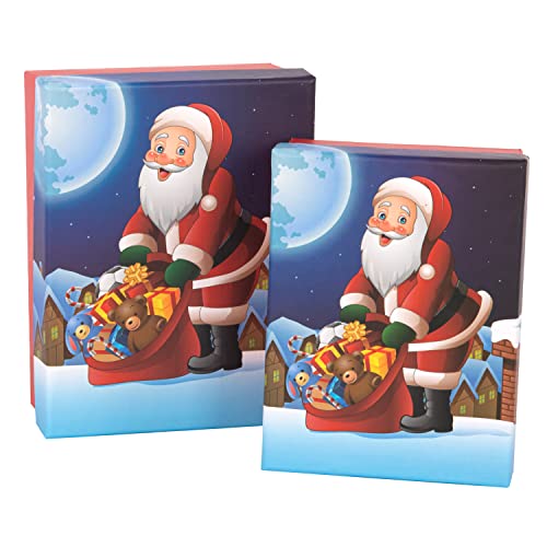 Idena 31242 - Geschenkboxen-Set Santa Schornstein, 2 Stück, Geschenkschachtel, Geschenkverpackung von Idena