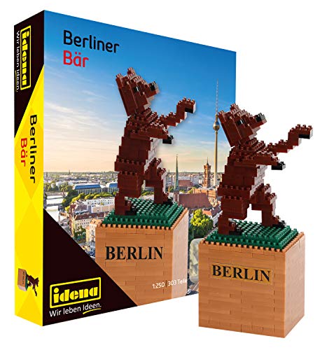 Idena 40132 - 3D Modellbauset Berliner Bär mit 507 Original Brixies Minibausteinen, ab 8 Jahren, ideal als Geschenk, Mitbringsel und für Berlin-Fans von Idena