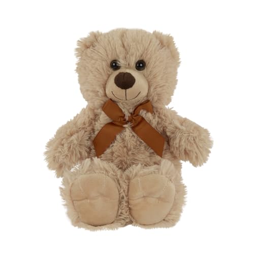 Idena 40256 - Teddybär mit kuscheligem Fell in Beige und brauner Schleife, Kuscheltier für Babys & Kinder, ca. 20 cm von Idena