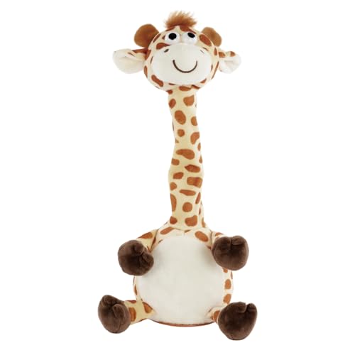 Idena 40362 - Plappertier Giraffe, ca. 32 cm, Plüschtier spricht alles in witziger Stimme nach und bewegt dabei den Hals, batteriebetrieben von Idena