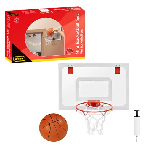Idena 40379 - Mini Basketball Set, Indoor Basketballkorb mit kleinem Ball und Luftpumpe, inkl. Aufbauanleitung, für Türmontage geeignet, ohne Bohren, für Erwachsene und Kinder ab 6 Jahren Idena 40379 - Mini Basketball Set, Indoor Basketballkorb mit kleinem Ball und Luftpumpe, inkl. Aufbauanleitung, für Türmontage geeignet, ohne Bohren, für Erwachsene und Kinder ab 6 Jahren von Idena