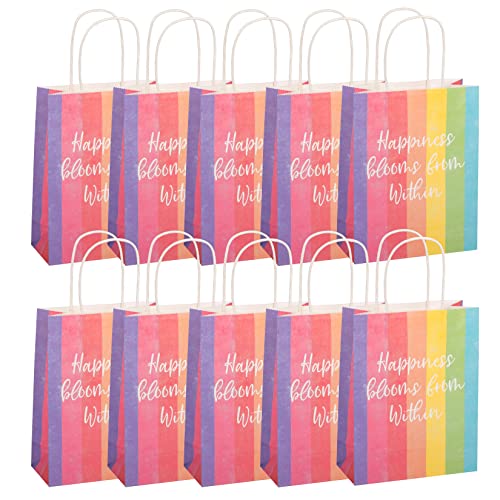 Idena 90059 - Geschenktasche Regenbogen, 10 Stück, Mitbringsel, Geschenktüte, Geburtstag von Idena