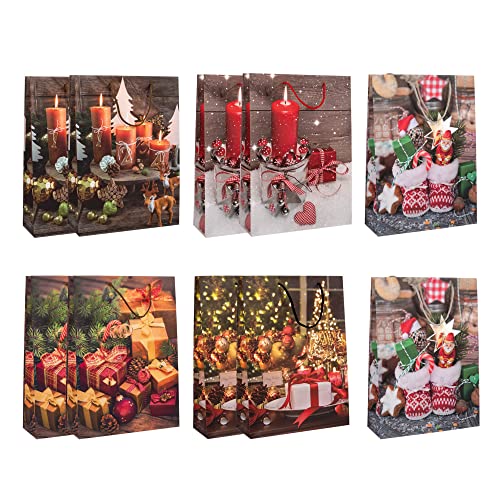 Idena 90113 - Geschenktüten Weihnachten, 10 Stück, 23 x 18 x 8 cm, matt, sortiert, Weihnachtstüten, Geschenktaschen von Idena