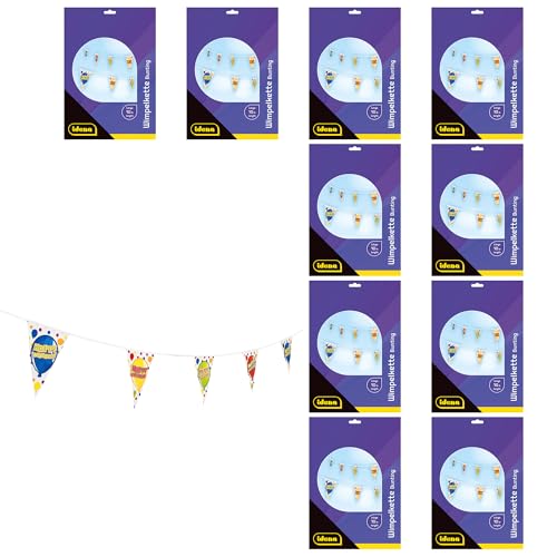 Idena 90358 - Girlanden Happy Birthday mit je 20 Wimpeln, 10 Stück, je ca. 10 m lang, Wimpelkette aus Kunststoff für drinnen und draußen Idena 90358 - Girlanden Happy Birthday mit je 20 Wimpeln, 10 Stück, je ca. 10 m lang, Wimpelkette aus Kunststoff für drinnen und draußen von Idena