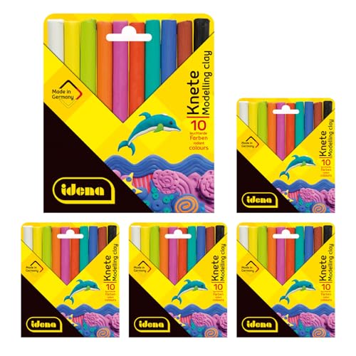 Idena 90386 - Knet Set mit 50 Stangen Modelliermasse in 10 Farben, 5 Kartonetuis mit je 10 Stangen Knete, lustiger Knetspaß für Kinder Idena 90386 - Knet Set mit 50 Stangen Modelliermasse in 10 Farben, 5 Kartonetuis mit je 10 Stangen Knete, lustiger Knetspaß für Kinder von Idena