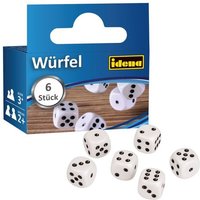 Idena Würfel Kunststoff weiß 16mm 6 Stück Idena Würfel Kunststoff weiß 16mm 6 Stück von Idena