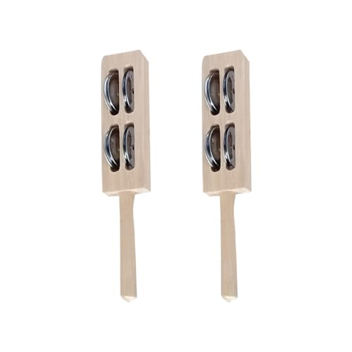 Hand Glöckchen für Babys | Handglocke mit Holzgriff | 4Bells/6Bells Hölzerne Rhythmus Sticks Instrumente | Handglocken Instrumente | Tragbare Pädagogische Kinderinstrumente für Kindergarten (2 Stück) von Idezek