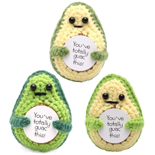 Idezek Häkelpuppe zur emotionalen Unterstützung, Positive Poo gehäkelt - 3-teiliges lustiges Sammlerpuppen-Set | Kreatives Häkel-Poo-Avocado-Puppenspielzeug-Set, niedliche Strickdekoration, Ornament von Idezek