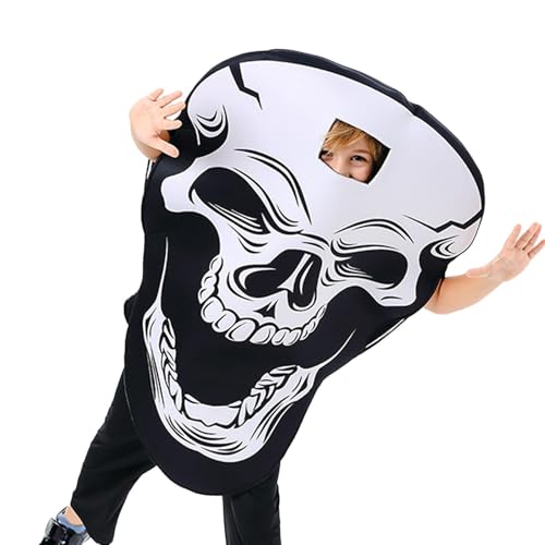 Idezek Halloween-Skelett-Outfit,Skelett-Halloween-Kostüm für Kinder - Gruseliges Halloween-Kostüm mit Totenkopf | Rollenspielzubehör, Verkleidung, Cosplay-Kostüm für und Mädchen von Idezek