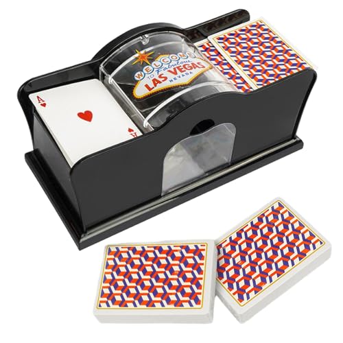 Idezek Kartenmischer, Manueller 2 Deck Kartenmischer mit Handkurbel, Manueller Spielkartenmischer für Heimkartenspiele, Reisen, Poker, Blackjack, Rommé, Einfach Zu Bedienende Kartenmischmaschine von Idezek