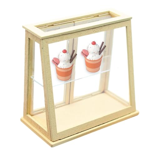 Idezek Miniatur-Bäckereikoffer, Puppenhaus-Miniatur-Kuchenschrank - Miniatur-Ladenvitrine für Puppenhaus | Bäckerei-Schrank, transparente Vitrine, Bäckerei-, Modell, Puppenhaus-Zubehör, Kuchenständer von Idezek