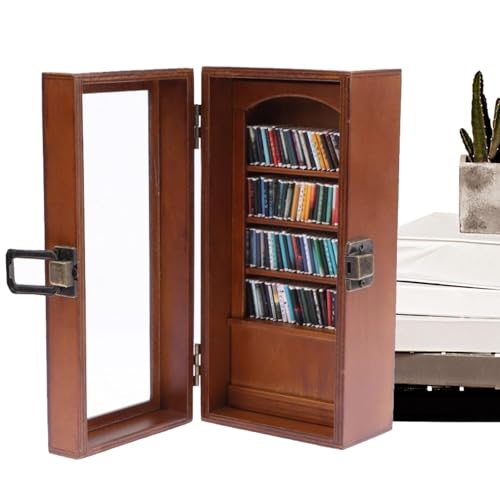 Idezek Miniatur-Bücherregal aus Holz, Miniatur-Bücherregal-Ornament - Miniatur-handgefertigte Holz-Buch-Box | Kreatives kleines Bücherregal zum Stressabbau für Zuhause, Wohnzimmer, Dekoration von Idezek