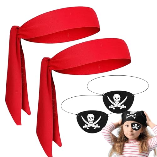 Idezek Piraten-Accessoires für Damen,Piratenhüte,Kopf-Bandana-Augenklappe für Cosplay | Maskerade-Cosplay-Partykappen, Halloween-Piraten-Partygeschenk für Halloween-Rollenspielpartys von Idezek