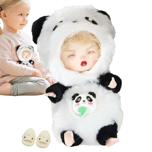 Idezek Plüschpuppen, Stoffpuppen | Flexible Real-Life-Puppe | Wiedergeborenes Puppenspielzeug, kleine Puppe mit Abnehmbarer Panda-Kleidung, echte Puppen für Kinder von Idezek