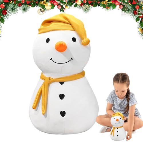 Idezek Schneemann-Plüschpuppe,Plüsch-Schneemann-Figur - Kuschelige Schneemann-Plüschfigur gefüllt,Saisonale dekorative Schneemann-weiche Puppe, Winterurlaub, Fotografie-Requisiten für Couch, Bett von Idezek